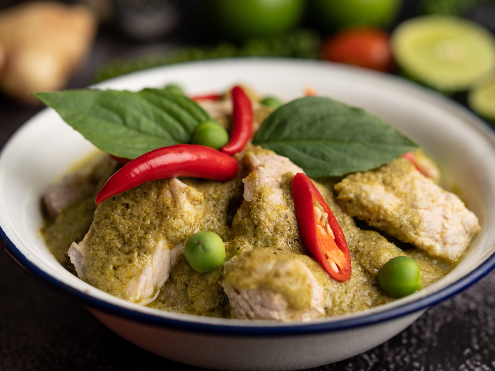 Green curry with Thai basil and chili, served at Thai Princess